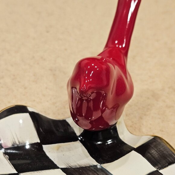 MACKENZIE CHILDS CARDINAL COURTLY CHECK AURORA CERAMIC TRAY RING HOLDER DISH - Picture 9 of 13